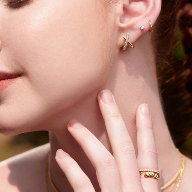 ANIA HAIE Kiss Twist Pave 925 Silver Stud Earrings E057-03G