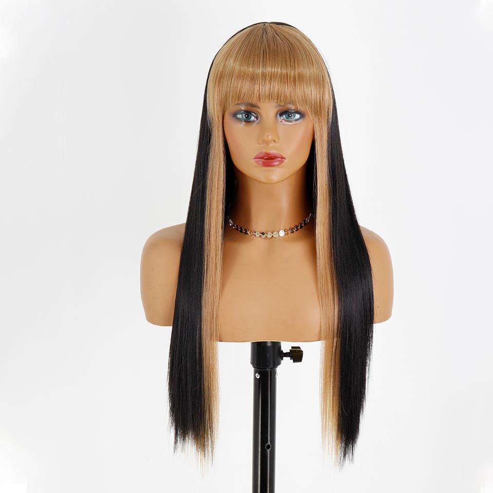 MERISIHAIR Длинный прямой оранжевый парик с челкой, синтетический термостойкий парик из натуральных волос для женщин для косплей-вечеринки