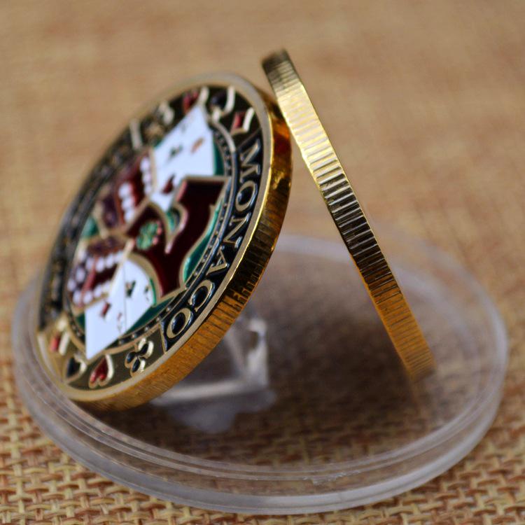 Gold-Plated American Commemorative Medal: Collectible Coin with Colored Poker Chip Design