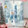 2pcs 2D Flat Printing Merry Christmas Popular Curtain Snowman Christmas 01 Machine Washable Fabric Without Electricity Birthday