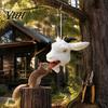Cute Goat Gift for Gardeners Sheep Head Squirrel Feeder, Weather Resist Outside Hanging Ornament Decorative Outdoor Animal Station with Rope, Wildlife