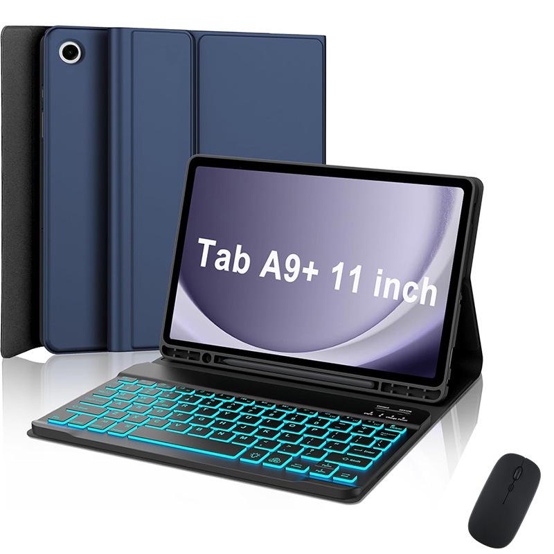 Чехол-книжка для планшета Samsung A9Plus 11" из кожи с Bluetooth-клавиатурой с подсветкой и слотом для стилуса