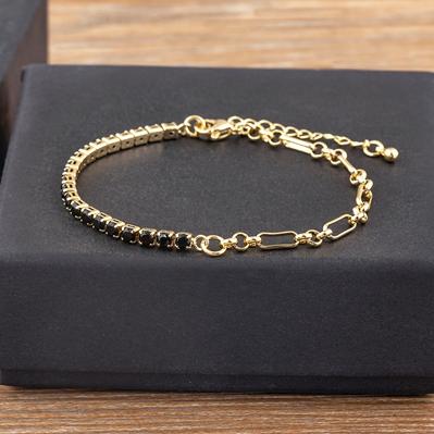 Nidin Classic 5 Colors Bracelets Fashion Paperclip Link Chain Light Luxury Zircon Charm Bangle Women Jewelry Party Fine Gift