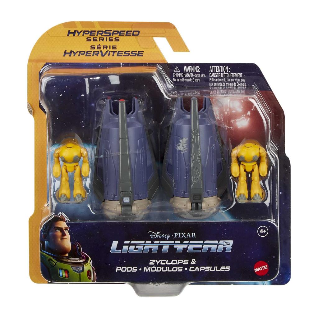 Mattel Disney Pixar Lightyear Серия Гиперскорости Космический Капсульный Бот Зиклопс Поврежденный в Бою и Фигурка Зиклопса (Длина 3,78 дюйма, высота 1,75 дюйма) - Игрушка для возрастов