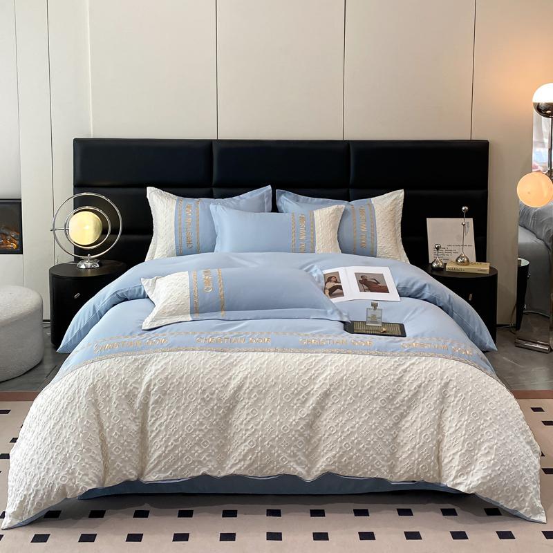 Комплект из четырех предметов из стираного шелкового рельефа с жаккардовым узором Tencel, простыня, пододеяльник