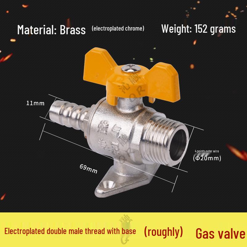 Thickened All-Copper 4-Point Natural Gas Ball Valve with Internal/External Thread and Single Nozzle Tee Switch