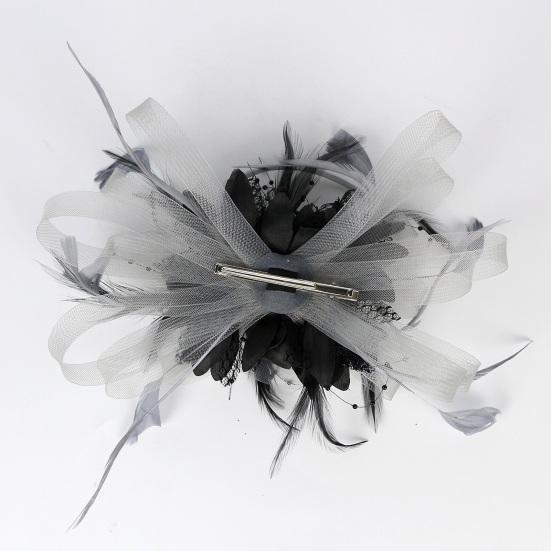 Feather Mesh Solid Color Fascinator Hat Hair Clip Women Cocktail Wedding Party Bridal Hat Fascinator Hair Accessories