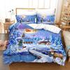 Red Christmas Duvet Cover Santa Claus Snowman Bedding Set Microfiber Cartoon Comforter Cover With Pillowcases