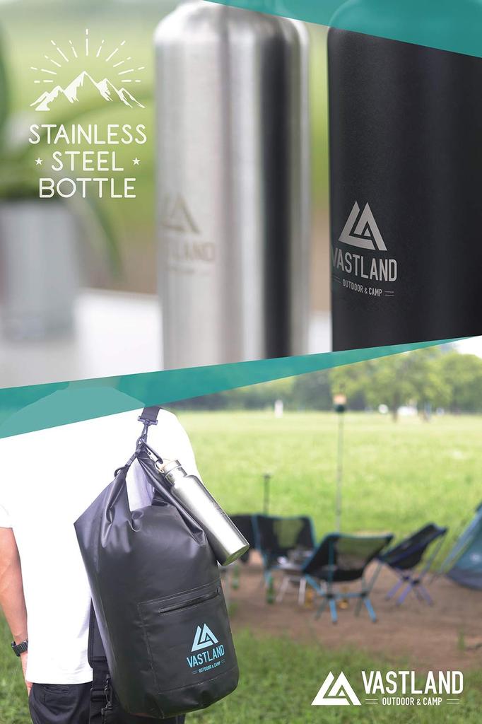 VASTLAND Stainless Steel Water Bottle, Mug, Direct Drinking, Double Insulated, 750ml, Olive