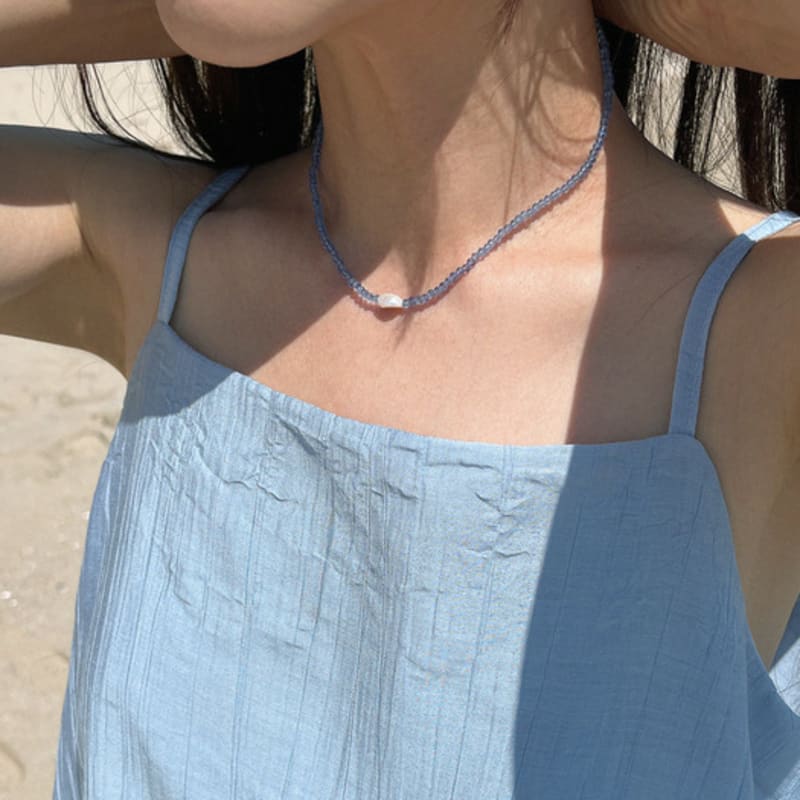 DEFINE OTHER 2nd Reorder_PEARL Glass Beads Necklace (Blue)