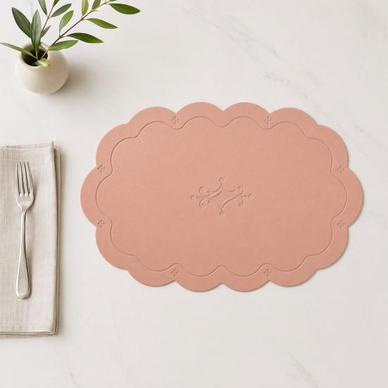 2 Pcs Leather Placemats with Embossment Design No-Slip Heat Resistant Table Mats
