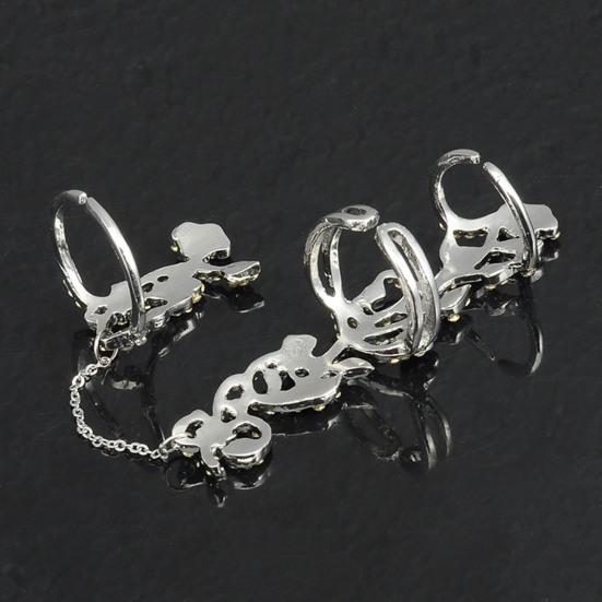 Блестящие декоративные двойные кольца на палец со стразами и розами, звенья цепи, кольца, ювелирные изделия, подарок