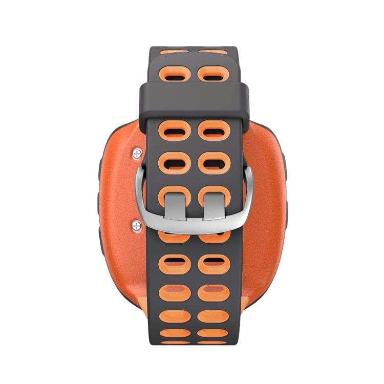For Garmin Forerunner 310XT Two-color Silicone Watch Band(Grey Orange)