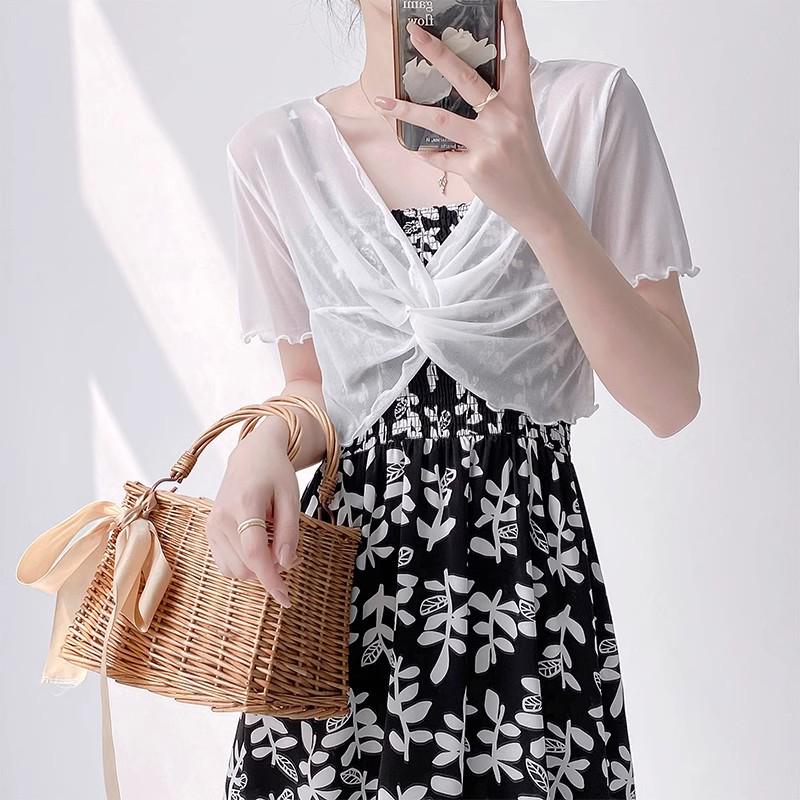 Women's Summer Mesh Shawl - Thin Base Shirt & Cover-Up for Slip Dresses