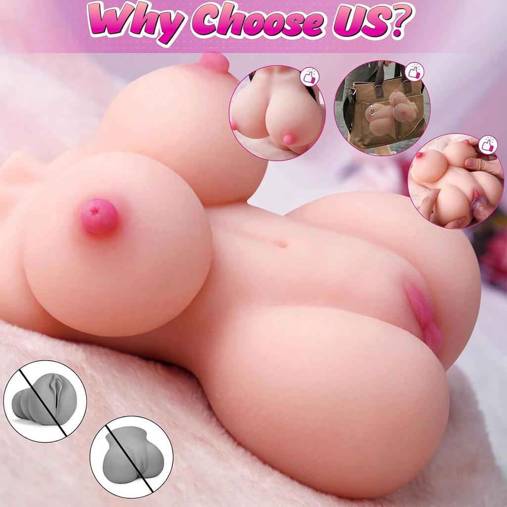 Sex Doll Male Masturbator,Torso Doll Lifelike Pocket Pussy Ass for Adult Men Masturbation 3D Realistic Textured Vagina with Anal Channel Soft Big Boob