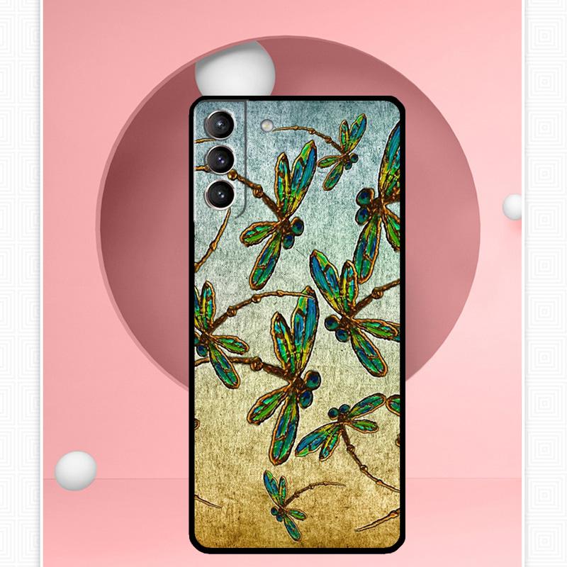 Dragonfly Case For Samsung Galaxy S22 S23 S24 Ultra Note 20 10 S8 S9 S10 Plus S21 S20 FE Soft Cover