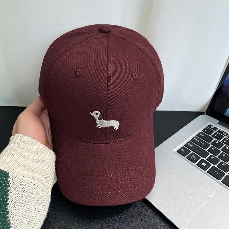 Dachshund Embroidered Baseball Cap Men's Versatile Deep Top Wide Brim Face Small Peaked Cap Couple Versatile Sun Hat