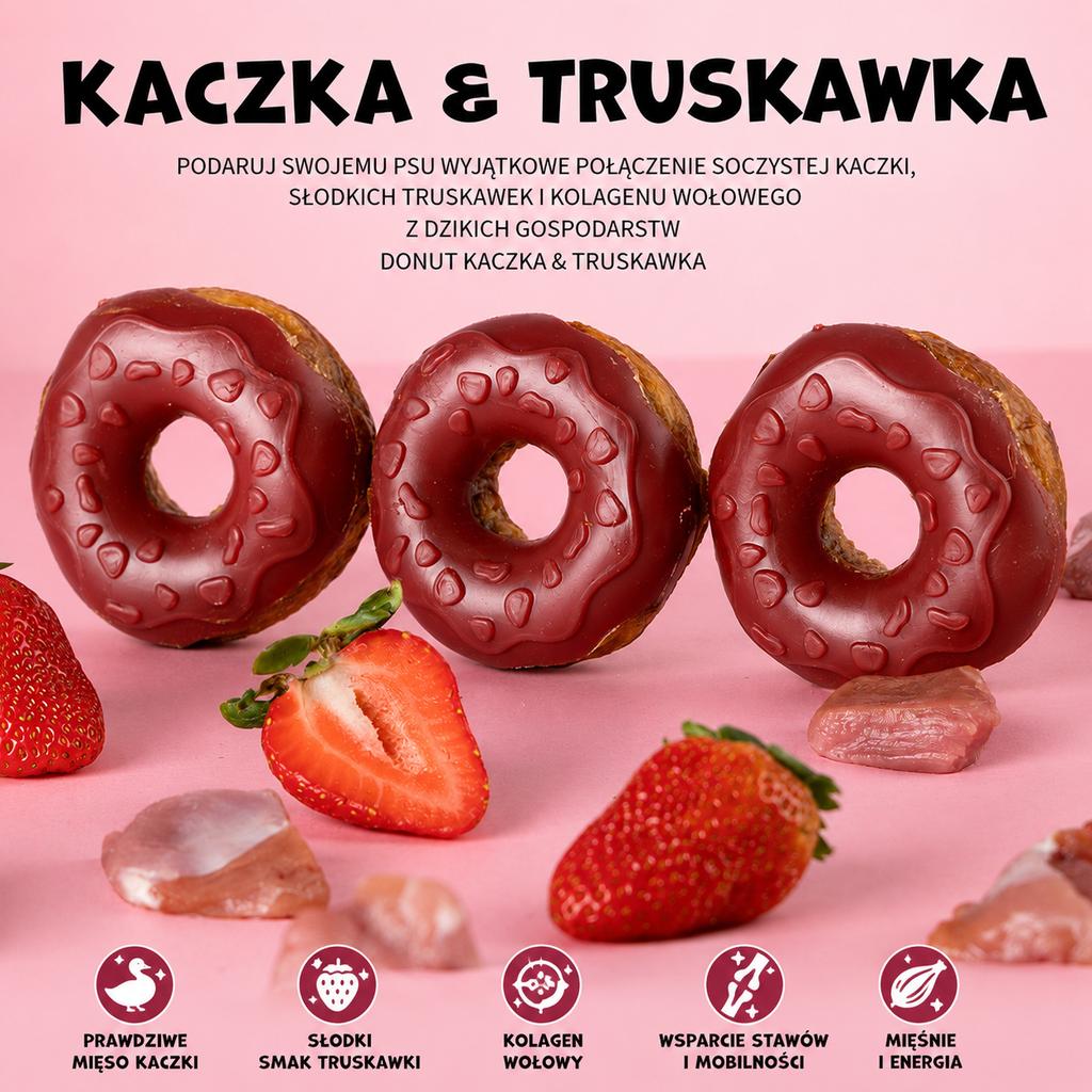Collagen Donut with Duck and Strawberries Dog Treat Uniq Pets 1 Pcs