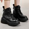 GKTINOO Натуральная кожа Ретро Толстая подошва Короткие ботинки Женские 2024 Осень Новые Круглый носок Универсальные Туфли на плоской платформе