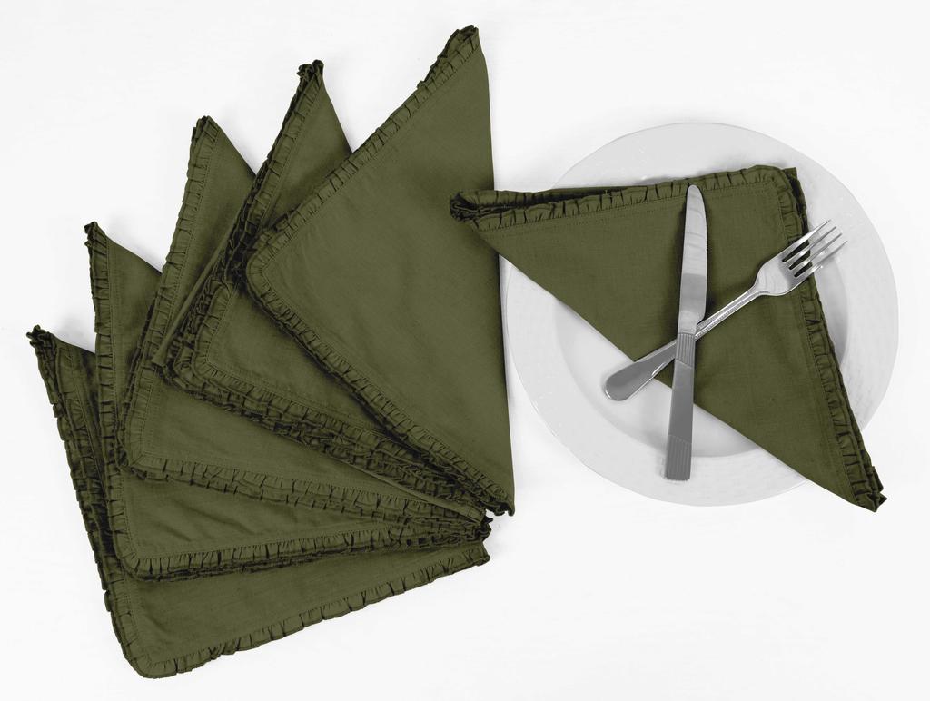 Vargottam Черный сплошной домашний декор повседневные моющиеся салфетки с оборками для обеденного стола - упаковка