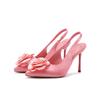 10cm Slim High-heeled Pointed Women's Shoes with Satin Flowers and A Sexy Back, Size 35-41 Large Sandals Heels Women