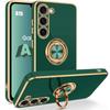 Case - BOOLING - for Samsung Galaxy A15 4G/5G - Liquid Silicone - 360° Ring Holder - Shockproof - Night Green
