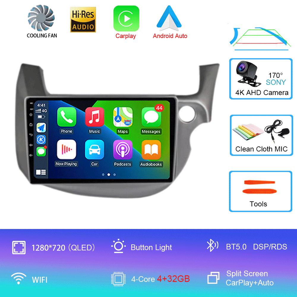 Автомобильное радио Android 14 Carplay для HONDA FIT JAZZ 2007 - 2013 Навигация Мультимедийный проигрыватель Стерео 5gWiFi+4G BT DVD Головное устройство авто