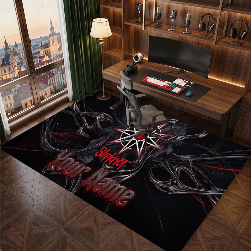 Slipknot Personalized Crystal Velvet Carpet, Customized Name Text Soft Anti‑Slip Rug for Living Room Bedroom