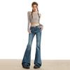 Женские джинсы с низкой посадкой и расклешением от колена: Осенний дизайн, Американский стиль, Свободный крой, Стройнящие широкие брюки