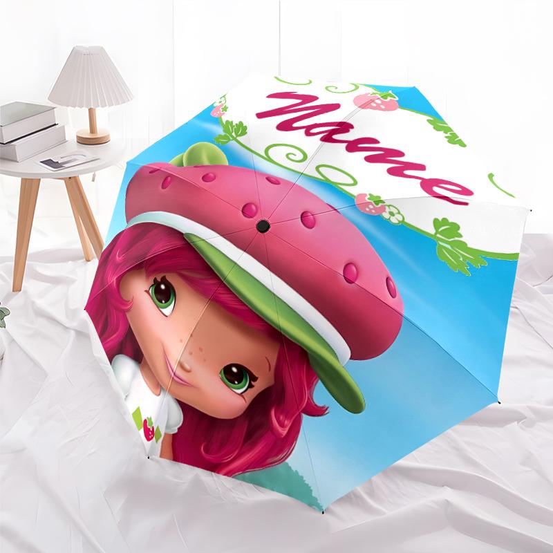 Personalized Name S-Strawberry Princess Print Umbrella - Automatic Open/Close, Eight-Rib Durable Frame, Automatic Folding Umbrella