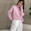 Autumn and Winter High Neck Loose Knitted Top Solid Color Casual Long Sleeve Knitted Sweater