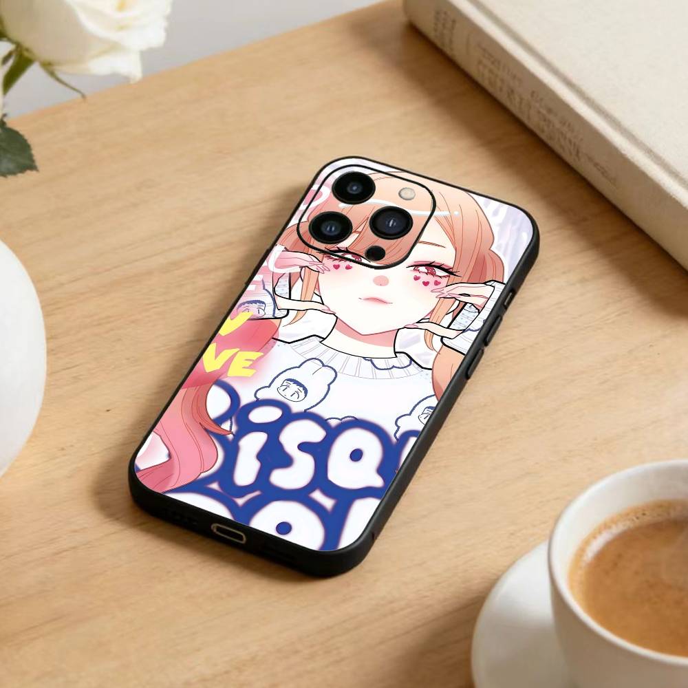 R-Darling Марин Китагава Яркий Серебристый Чехол для Телефона Для iPhone17,16,15,14,13,12 Plus,Max Мягкий Силиконовый Черный Чехол