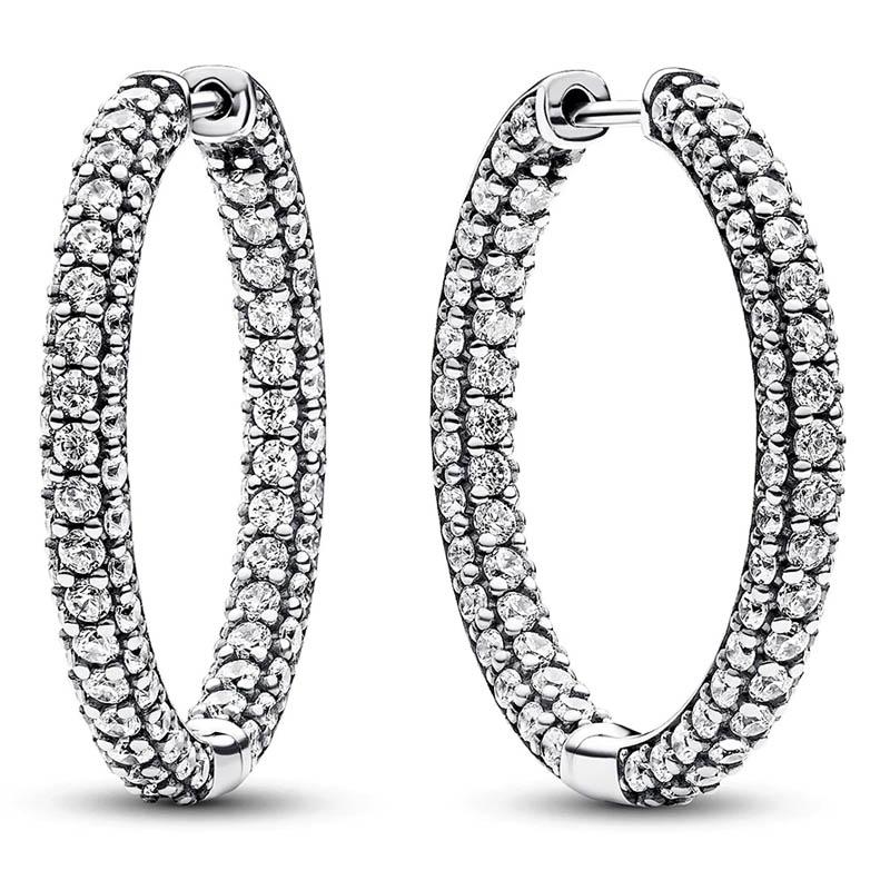 S925 стерлингового серебра сверкающие груши Huggie Row вечность луна звезда серьги-кольца для женщин мода подарок на день рождения ювелирные изделия