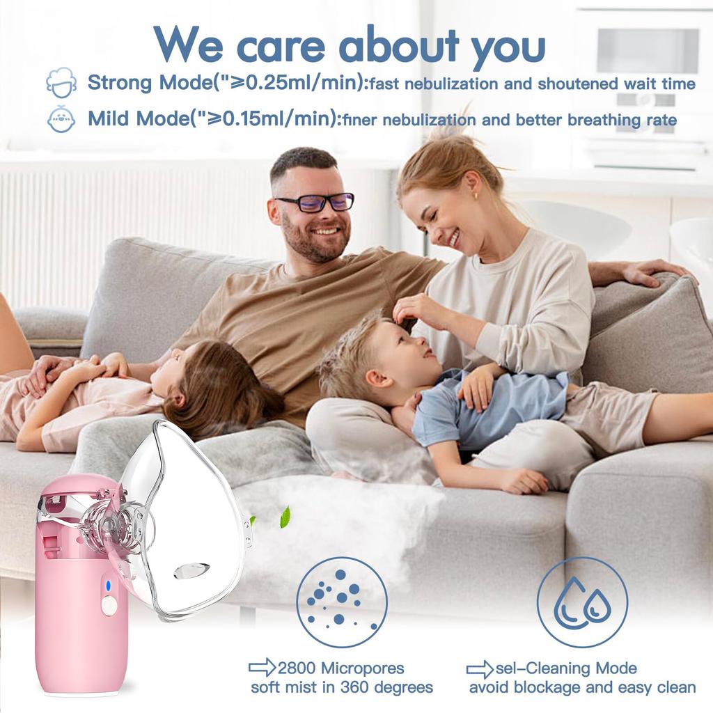 Портативный небулайзер Ручной небулайзер с мелким распылением Сетчатый распылитель Бесшумный ингалятор Небулайзер Ингалятор для взрослых и детей
