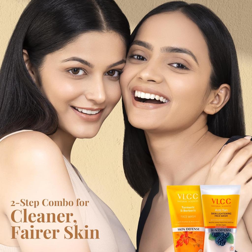 VLCC Turmeric And Berberis Face Wash Duo For Brightening Skin With Deep Cleansing And Anti Tan Care 150 Ml Each
