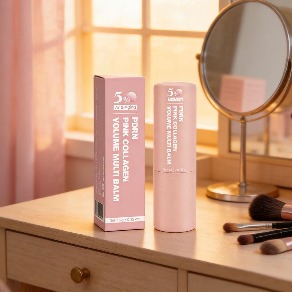 PDRN Pink Collagen Plumping Lip Balm 10g, Multi-Effect Hydration Nourishes & Reduces Lip Lines
