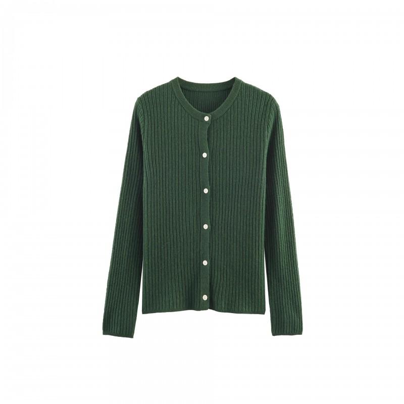 Casual Round Neck Long Sleeve Knit Cardigan Women Men Slim Fit Multi Color 2025