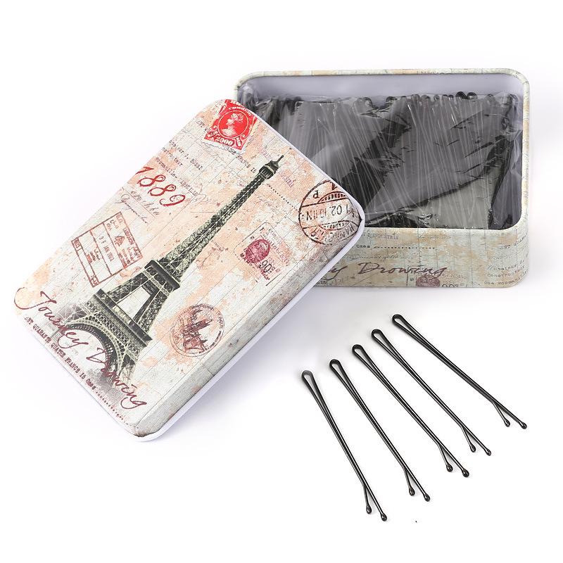 Одинарная черная шпилька-зажим для челок и высоких причесок