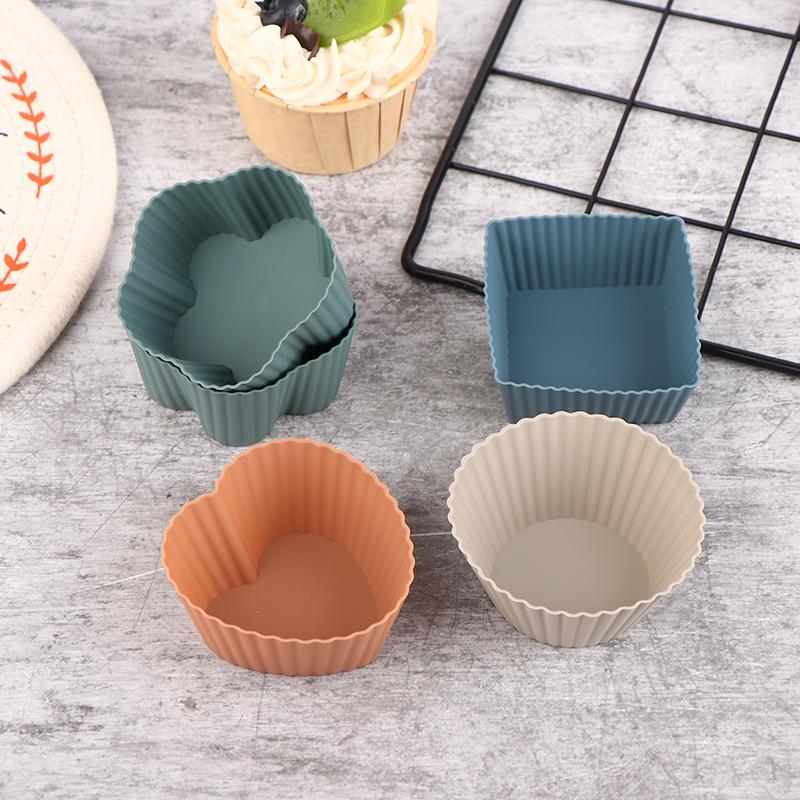 8Pcs Multi-Shape Silicone Cupcake Liners Baking Cups Non-Stick Reusable Diy Cake Pudding Muffin Liners Pastry Cake Baking Mold