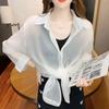 WTEMPO Summer Women's Sunscreen Cardigan Thin Jacket Chiffon Tops Korean Temperament Loose Long-sleeved