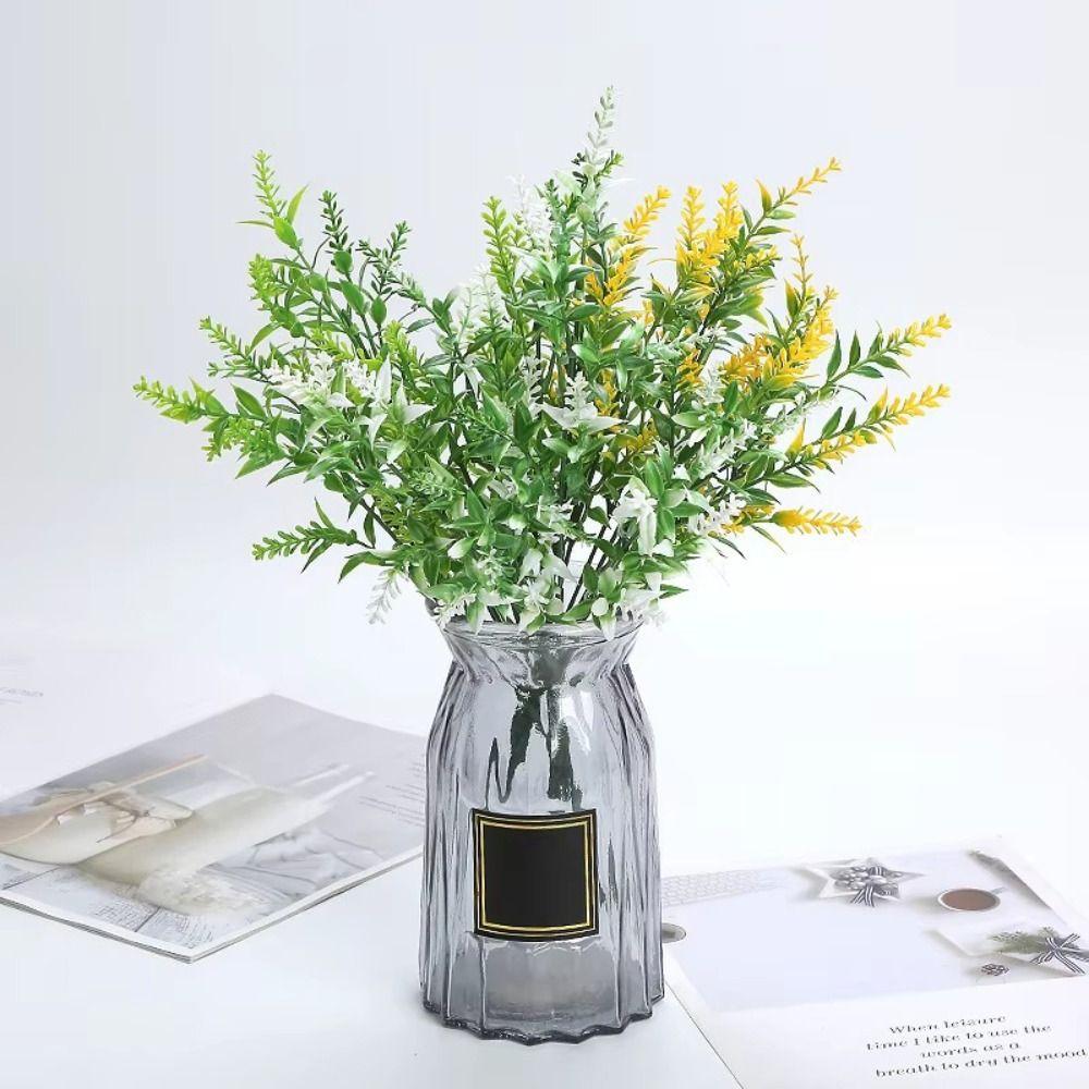 5PCS 7 Heads Artificial Lavender Wheat Ear Lavender Bouquet Reusable Faux Lavender Wedding Decor