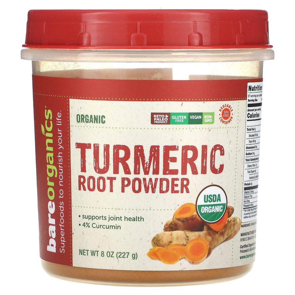 BareOrganics Turmeric Root Powder, 8 Oz (227 G)
