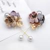 Women Cloth Art Pearl Fabric Flower Brooch Cardigan Shirt Shawl Pin Coat Badge Jewelry Accessories