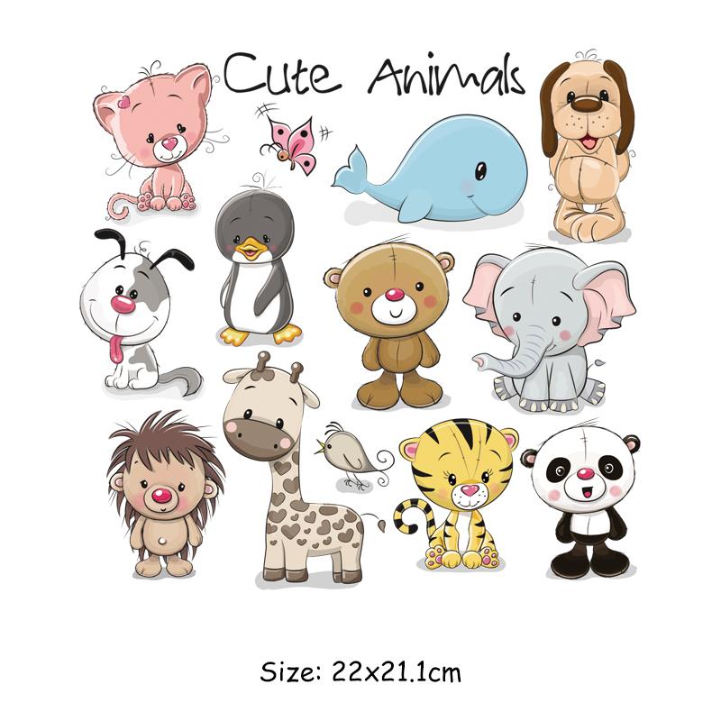 Набор нашивок с изображением животных из мультфильмов, наклейки на одежду, термотрансферная футболка «сделай сам», платья, новые цветочные аппликации на одежде