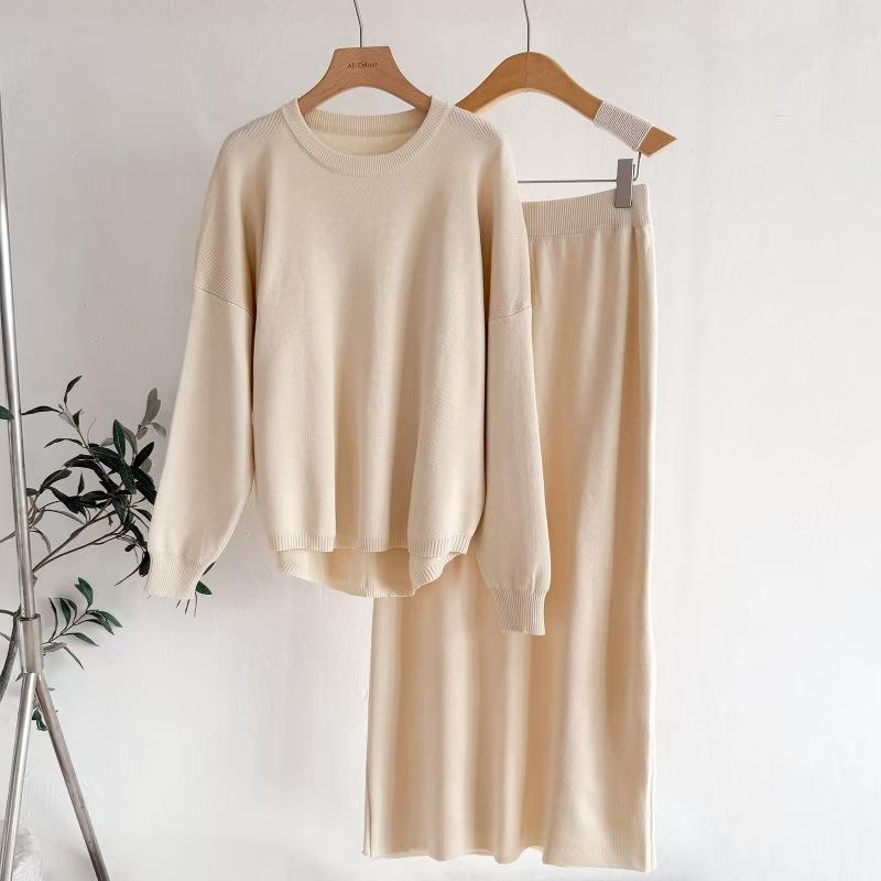 JKASHDK Женская мода повседневная весна осень однотонный принт длинный рукав О-образный вырез брюки брюки костюмы