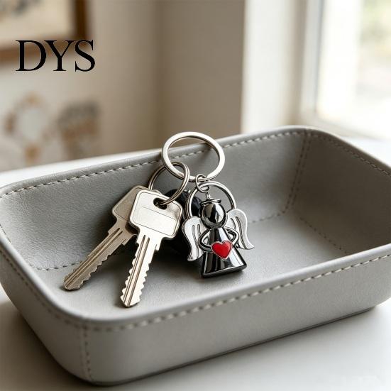 Zinc Alloy Key Holder Angel Keychain for Women Men, Love Heart Car Ring Ring, Handbags Charm Decorative Accessories
