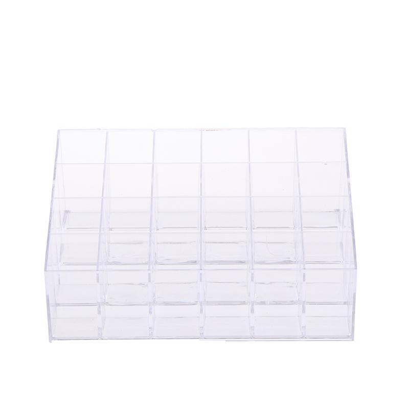 Прозрачный акриловый органайзер для макияжа с 24 сетками, ящик для хранения губной помады, лака для ногтей