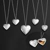 Couple Necklace Carved Design Metal Chain Gift Heart-shaped Photo Frame Pendant Necklace Jewelry Accessories