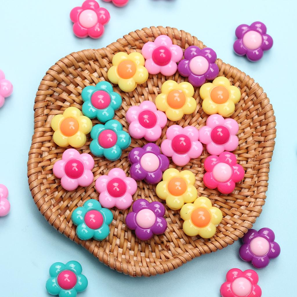 Hanmade Jewelry Accessories for Bracelet Necklace Making Acrylic Flower Loose Beads Creative Pendant 30Pcs Fashion Solid Color