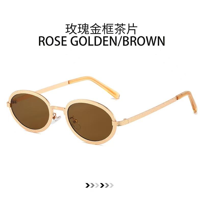 New Oval Shaped Small Fragrance Sunglasses Fashion Women Metal Eyeglasses With Embossed Retro Starry Sparkling Artistic Glasses